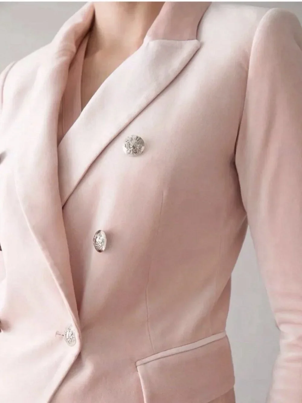 White House Black Market 8 First Blush Pink Blazer Jacket Velvet With Tank-top